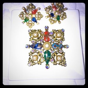 Vintage brooch with Earrings